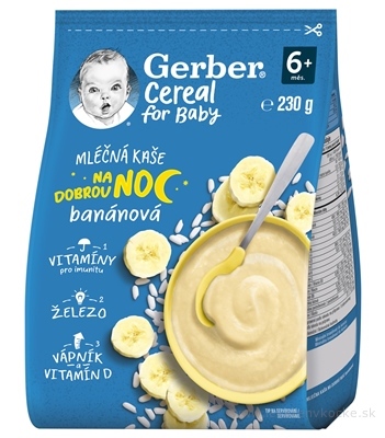 Gerber Cereal Mliečna KAŠA Dobrú noc Banánová (od ukonč. 6. mesiaca) 1x230 g