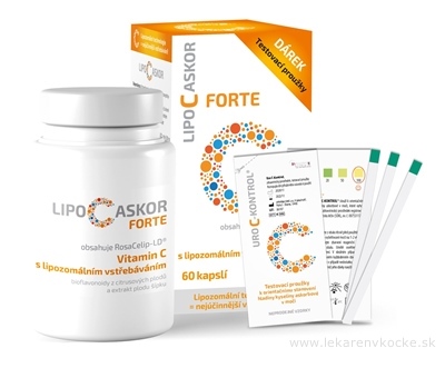 Lipo C Askor Forte 60 cps + testovacie prúžky 4 ks, vitamín C s lipozomálnym vstrebávaním