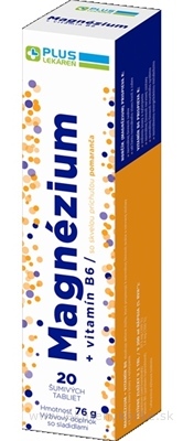 PLUS LEKÁREŇ Magnézium + vitamín B6 tbl eff s príchuťou pomaranča 1x20 ks