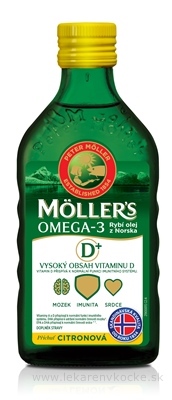 Moller´s Omega 3 Rybí Olej dospelí 50+ citrónová príchuť 250 ml