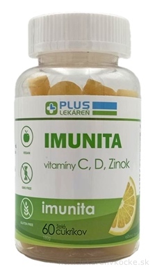 PLUS LEKÁREŇ IMUNITA - vitamíny C, D, Zinok želé cukríky, citrónová príchuť 1x60 ks