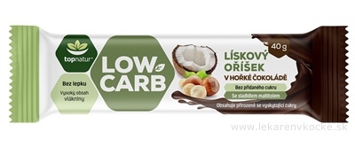 topnatur LOW CARB Tyčinka Lies. oriešok v čokoláde s kokosom 1x40 g
