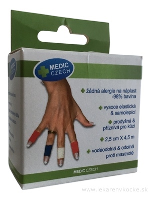 MEDIC Bandáž Finger Modrá 2,5cm x 4,5m, náplasť elastická (rýchloobväz), 1x1 ks