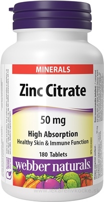Webber Naturals Zinok 50 mg tbl 1x180 ks