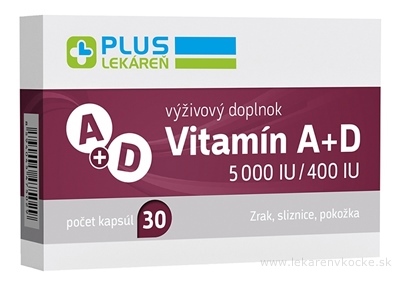 PLUS LEKÁREŇ Vitamín A+D 5000 IU/400 IU cps 1x30 ks