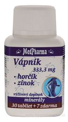 MedPharma VÁPNIK 333,3 mg + Horčík + Zinok tbl 30+7 zadarmo (37 ks)