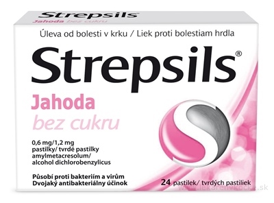 Strepsils Jahoda bez cukru pas ord 0,6 mg/1,2 mg 1x24 ks