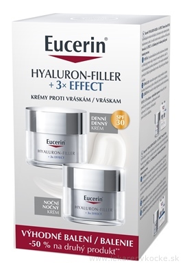 Eucerin HYALURON-FILLER+3xEFFECT DUO normálna pleť, denný krém SPF30, 50 ml + nočný krém 50 ml (zľava na 2.produkt) 1x1 set