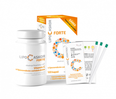 Lipo C Askor Forte 120 cps + testovacie prúžky 4 ks, vitamín C s lipozomálnym vstrebávaním