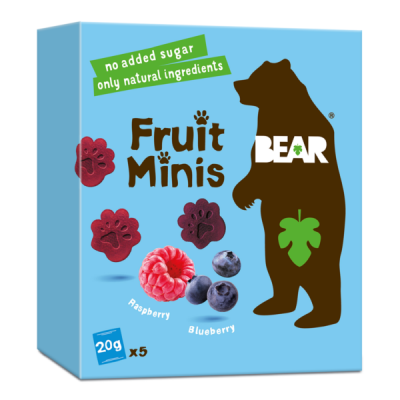BEAR - Malina, čučoriedky – ovocné minis (5x20g)