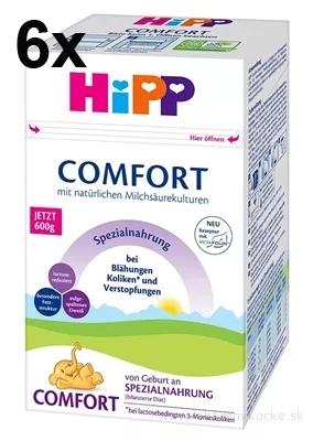 HiPP COMFORT špeciálna dojčenská výživa 6x600 g