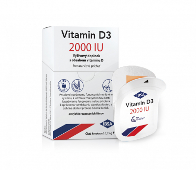 IBSA Vitamin D3 2000 IU flm oro príchuť pomaranč 1x30 ks