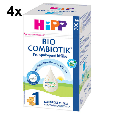4x HiPP 1 BIO Combiotik -počiatočná mliečna dojčenská výživa, 700 g