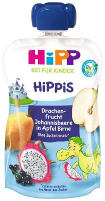 HiPP HiPPis BIO Jablko Hruška Dračie ovoc. Ríbezle kapsička (od 1.roku) ovocný príkrm 1x100 g
