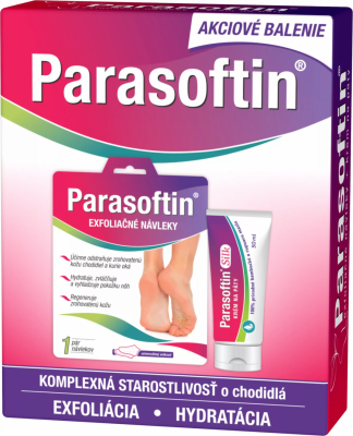 Parasoftin exfoliačné návleky, 1 pár ponožiek + krém 50 ml