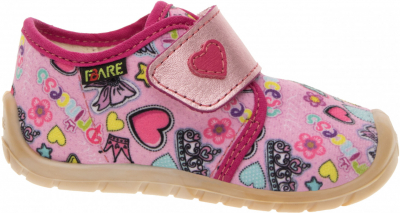 Fare bare detské papuče na suchý zips - ružové č.20