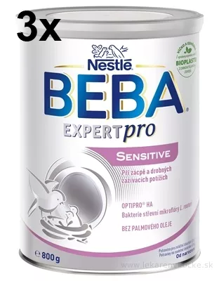 BEBA EXPERTpro SENSITIVE špeciálne výživa dojčiat pri zápche (od narodenia) 3x800 g