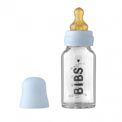 BIBS Baby Bottle sklenená fľaša 110ml farba slabo modrá