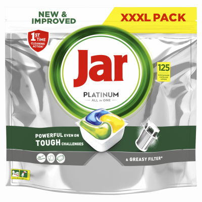 Jar Platinum All In One Tablety Do Umývačky Riadu Lemon, 125 Tabliet